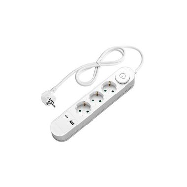 OPTONICA 7617 3-as elosztó gyermekvédelemmel kapcsolóval+ usb aljzattal -A(1A)+ usb aljzattal -C(PD18W) H05VV-F3G1.5mm-1.5M, 16A, 250V, Max3500W - WHITE