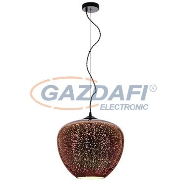 OPTONICA PD9026 3D üveg függesztett csillár,tűzijáték hatás,réz - 40W E27 400x345mm