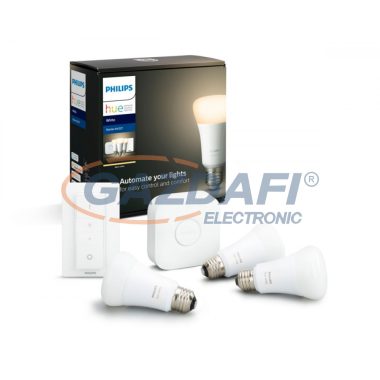 PHILIPS 929001821604  HueW kezdőkészlet (3 x E27 9W + bridge + dimmer) 806lm 2700K E27 230V 25000h A+ IP20 bluetooth