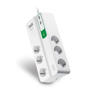 SCHNEIDER PM6U-GR APC túlfeszültségvédő, 6 kimenet 5 V, 2,4 A, 2 port, USB-töltő, 230 V