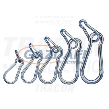 TRACON RKARA7 Karabiner, rugós, acél d=7mm, 1100N, 10 db/csomag