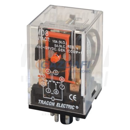   TRACON RM08-110AC Ipari relé 110V AC / 2×CO, (3A, 230V AC / 28V DC)