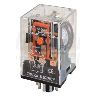 TRACON RM11-12DC Ipari relé 12V DC / 3×CO, (3A, 230V AC / 28V DC)