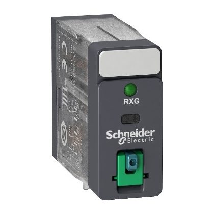   SCHNEIDER RXG22FD Zelio RXG Interfész relé, 2CO, 5A, 110VDC, tesztgomb, LED