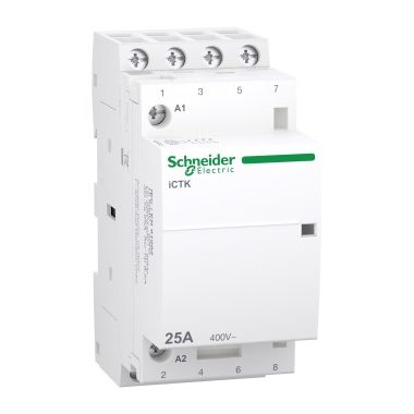 SCHNEIDER A9C40425 ACTI9 iCTK kontaktor, 25A, 4NO, 400VAC