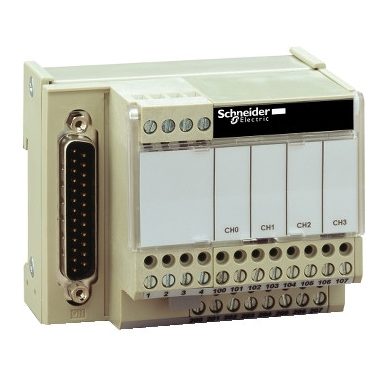 SCHNEIDER ABE7CPA21 Modicon ABE7 elosztóblokk, 4 csatornás analóg Quantum/Premium/X80 I/O kártyákhoz, SUB-D25