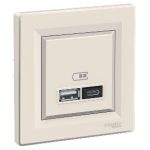   SCHNEIDER EPH2700323 ASFORA Dual USB Charger, 2.4A, A + C, Beige