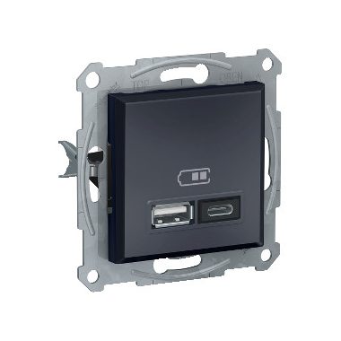 SCHNEIDER EPH2700371 ASFORA Dupla USB töltő, 2.4A, A+C, antracit
