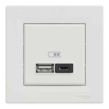 SCHNEIDER EPH2700421 ASFORA Dupla USB gyorstöltő, A+C, 45W, fehér