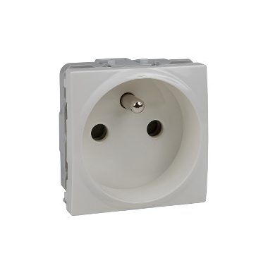 SCHNEIDER MGU3.039.25 Unica 2P + F double pin socket with child protection, screw connection, without mounting frame, 16A, cream