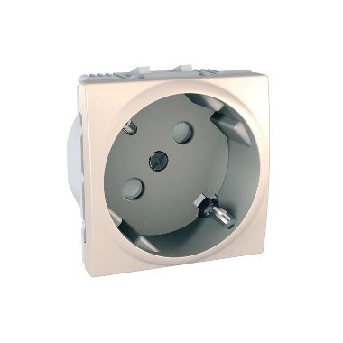 SCHNEIDER MGU3.040.25 Unica 2P + F 45 ° socket with child protection, screw connection, without mounting frame, 16A, cream