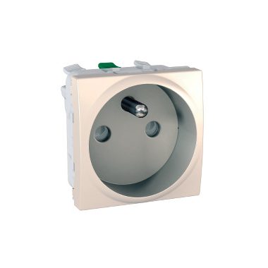 SCHNEIDER MGU3.059.25 Unica 2P + F double pin socket with child protection, spring-loaded connection, without mounting frame, 16A, cream