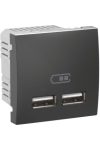 SCHNEIDER MGU3.418.12 UNICA Dupla USB töltő, rögzítőkeret nélkül, 2 modulos, 2,1A, grafit