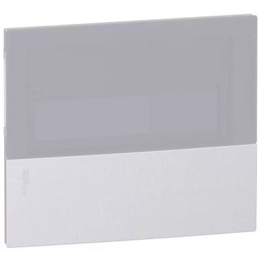 SCHNEIDER MIP70118T RESI9 MP Distribution front panel, transparent door with milk glass effect, recessed, 1x18 module, PEN rail, fog gray