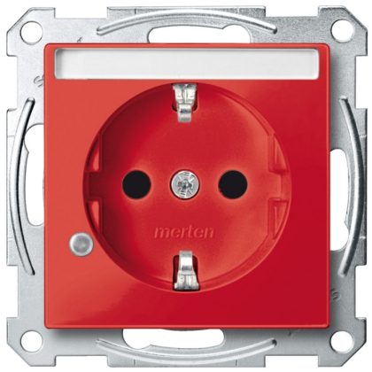   SCHNEIDER MTN2303-0306 MERTEN 2P + F socket with child protection, indicator light, labelable, spring-cage connection, 16A, System-M, red