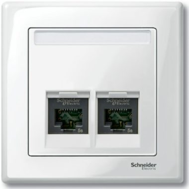 SCHNEIDER MTN469919 MERTEN Fedlap, 2xRJ45 aljzathoz, System-M, polárfehér