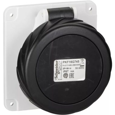 SCHNEIDER PKF16G745 PRATIKA Priză dreaptă montată pe panou, 3P + N + F, 7h, 16A, 500V, IP67, șurub