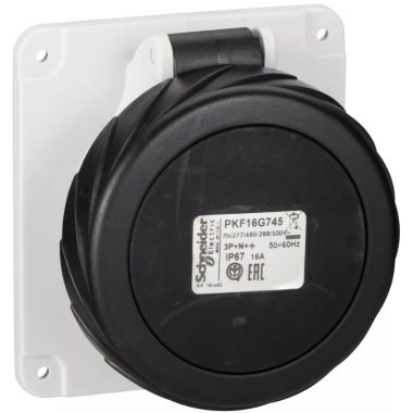 SCHNEIDER PKF32F413 PRATIKA Priză înclinata montată pe panou, 2P + F, 4h, 32A, 130V, IP44, șurub