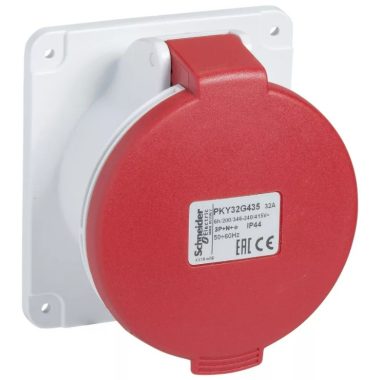 SCHNEIDER PKY16G434 PRATIKA Priză dreaptă montată pe panou, 3P + F, 6h, 16A, 415V, IP44, conexiune rapidă