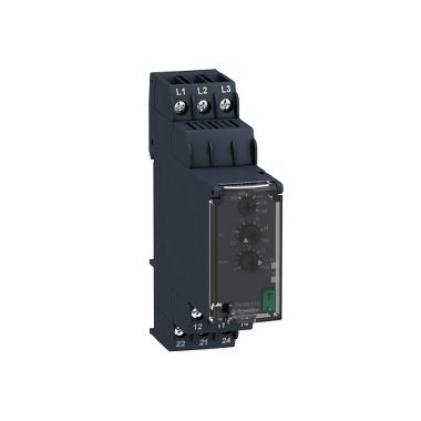 SCHNEIDER RM22TA33 Zelio Control háromfázisú fázisfigyelő relé, kikapcsolás késleltetővel, 2CO, 8A, 380…480 VAC