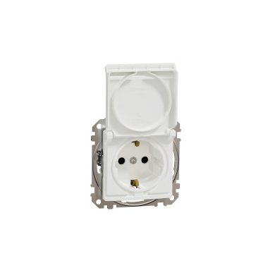 SCHNEIDER SDD111024 NEW SEDNA 2P + F socket with safety shutter, flap, spring-loaded connection, 16A, white