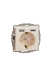 SCHNEIDER SDD112052 NEW SEDNA 2P + F socket, BZS, with dual USB charger, spring-loaded, 16A / 2.4A, beige