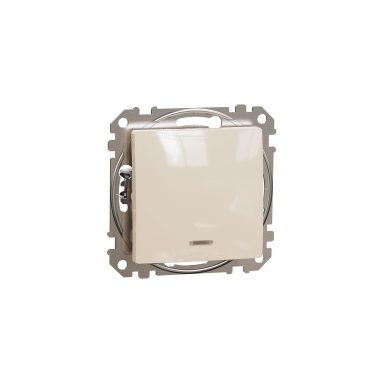 SCHNEIDER SDD112101L NEW SEDNA Single-pole switch with blue indicator light, 10AX, beige