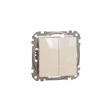 SCHNEIDER SDD112108 NEW SEDNA Double toggle switch, spring-loaded connection, 10AX, (106 + 6), beige