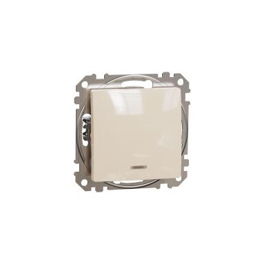SCHNEIDER SDD112111L NEW SEDNA Single-pole pushbutton with blue indicator light, spring-cage connection, 10A, beige