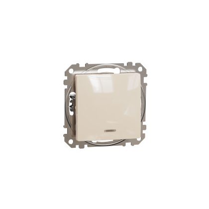   SCHNEIDER SDD112111L NEW SEDNA Single-pole pushbutton with blue indicator light, spring-cage connection, 10A, beige
