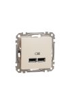 SCHNEIDER SDD112401 NEW SEDNA Dual USB Charger, A + A, 2.1A, Beige