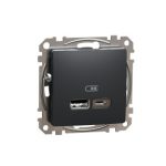   SCHNEIDER SDD114402 ÚJ SEDNA Dupla USB töltő, A+C, 2.4A, antracit