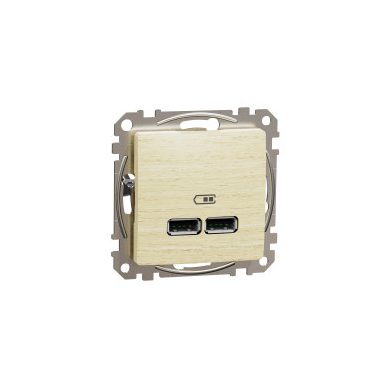SCHNEIDER SDD180401 ÚJ SEDNA Dupla USB töltő, A+A, 2.1A, nyír