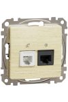 SCHNEIDER SDD180468 NEW SEDNA RJ11 / RJ45 Cat6 UTP combination socket, birch