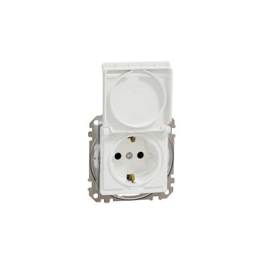 SCHNEIDER SDD211024 NEW SEDNA 2P + F socket with safety shutter, flap, spring-loaded connection, IP44, white