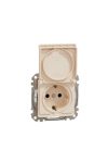 SCHNEIDER SDD212023 NEW SEDNA 2P + F socket with safety shutter, flap, screw connection, 16A, IP44, beige