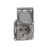   SCHNEIDER SDD213023 NEW SEDNA 2P + F socket with safety shutter, flap, screw connection, 16A, IP44, aluminum