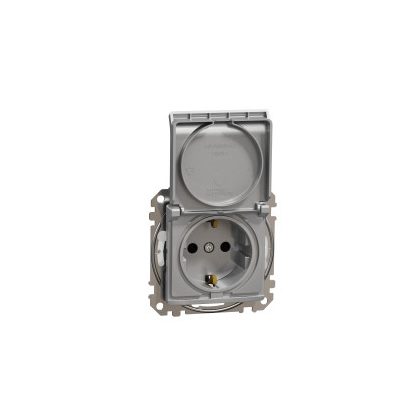   SCHNEIDER SDD213023 NEW SEDNA 2P + F socket with safety shutter, flap, screw connection, 16A, IP44, aluminum