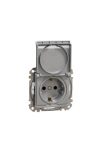 SCHNEIDER SDD213024 NEW SEDNA 2P + F socket with safety shutter, flap cover, spring-cage connection, IP44, aluminum