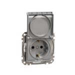   SCHNEIDER SDD213024 NEW SEDNA 2P + F socket with safety shutter, flap cover, spring-cage connection, IP44, aluminum