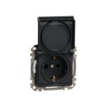   SCHNEIDER SDD214024 NEW SEDNA 2P + F socket with safety shutter, flap, spring-loaded connection, IP44, anthracite