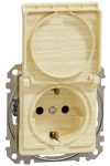 SCHNEIDER SDD280023 NEW SEDNA 2P + F socket with safety shutter, flap, screw connection, 16A, IP44, birch