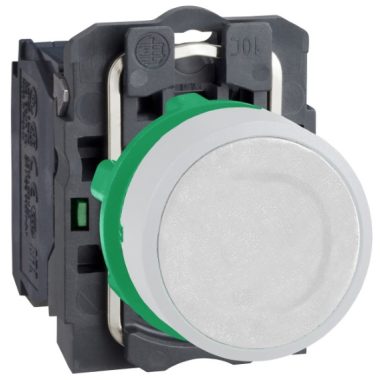 SCHNEIDER XB5AA11C1 Harmony complete plastic pushbutton, Ø22, return, 1NO, white, white ring