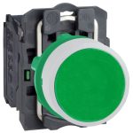   SCHNEIDER XB5AA31C1 Harmony complete plastic pushbutton, Ø22, return, 1NO, green, white ring