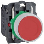   SCHNEIDER XB5AA42C1 Harmony complete plastic pushbutton, Ø22, return, 1NC, red, white ring