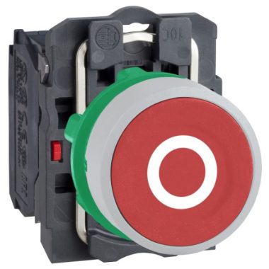 SCHNEIDER XB5AA4322C1 Harmony complete plastic pushbutton, Ø22, return, 1NC, red, "O", white ring