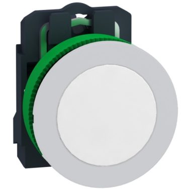 SCHNEIDER XB5FA11C1 Complete plastic pushbutton recessed in Harmony panel, Ø30, return, 1NO, white, white ring