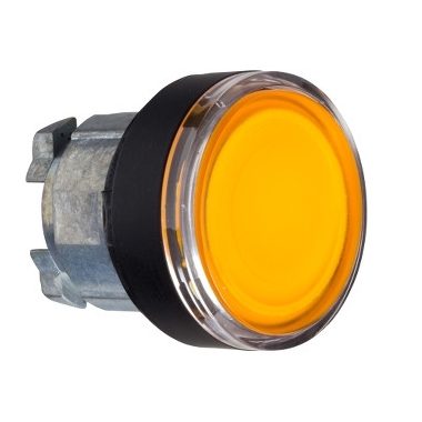 SCHNEIDER ZB4BW3537 Harmony fém világító nyomógomb fej, Ø22, visszatérő, beépített LED-hez, narancssárga, fekete perem