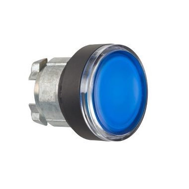 SCHNEIDER ZB4BW3637 Harmony fém világító nyomógomb fej, Ø22, visszatérő, beépített LED-hez, kék, fekete perem