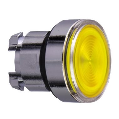 SCHNEIDER ZB4BW383S Harmony fém világító nyomógomb fej, Ø22, visszatérő, beépített LED-hez, hornyolt lencsével, sárga